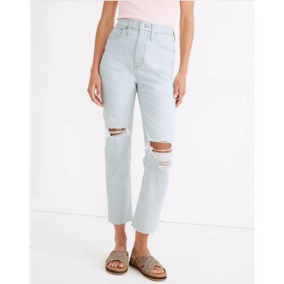 Madewell The Momjean in Harman Wash Raw Hem Light wash 26 - Picture 1 of 16